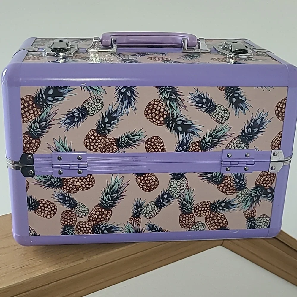 Sephora Limited Edition Pineapple Print Makeup Train Case - Lavender Trim